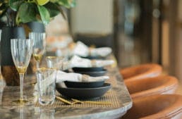 close up of place settings at a nice restaurant