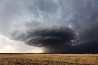 photo of powerful supercell thunderstorm
